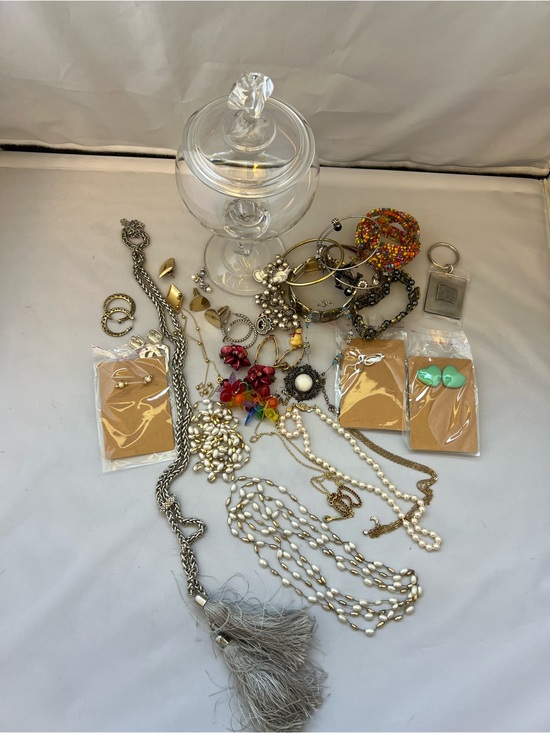 Jewelry - Mystery Jewelry in Elegant Clear Glass Candy Jar with Lid